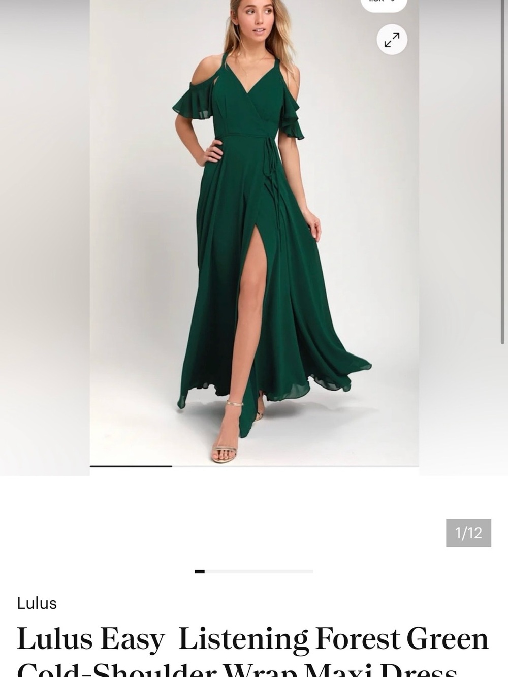 Lulu's Dark Green Cold-Shoulder Wrap Maxi Dress